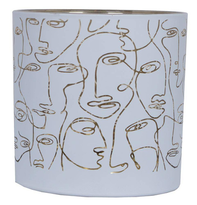 Świecznik szklany w twarze biały mini