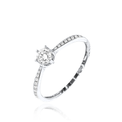 MINET Złoty pierścionek zaręczynowy z białego złota z białą cyrkonią Au 585/1000 rozm. 14 - 1,45g