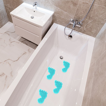 Podkładki antypoślizgowe z przyssawkami stopy niebieskie zestaw 4 szt.