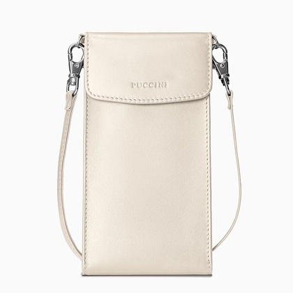 Torebka na telefon skórzana PUCCINI VULCANO VC92525 6B Beżowa