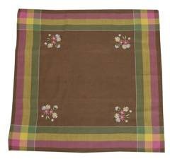 Obrus brązowy w kol. kwiaty 85x85cm