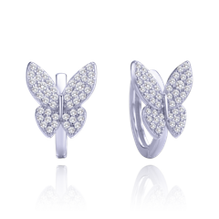 MINET Srebrne kolczyki motyle z białymi cyrkoniami