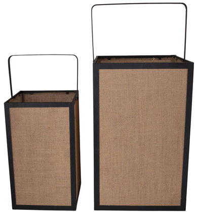 Kpl.2 latarni czarnych metalowych z ażurowymi wstawkami