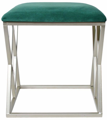 Puf z welurowym siedziskiem butelkowa zieleń z szampańskimi nogami