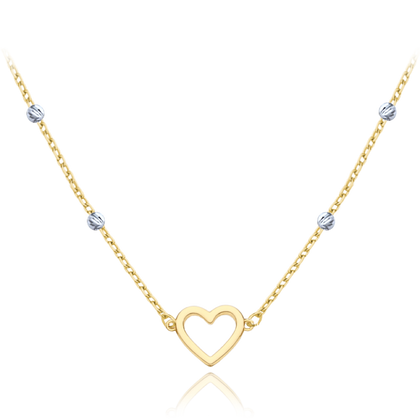 MINET Złoty naszyjnik serce i okrągłe z białego i żółtego złota Au 585/1000 1,50g