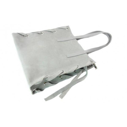 Zamszowa torba Shopper bag ,duży worek, kółka,  Vera Pelle pojemny Szara  WK745G KEMER