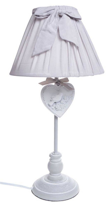 Lampa drewniana z sercem biało-szara
