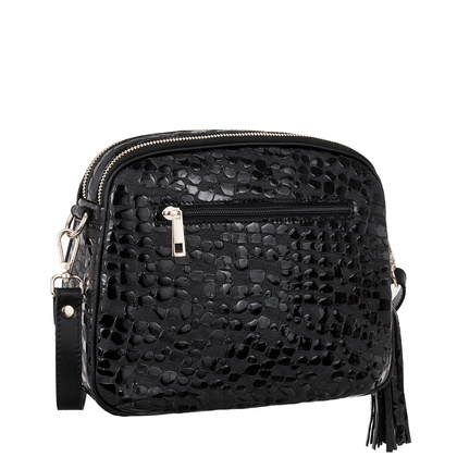 Listonoszka Canaletto ze skóry naturalnej z efektem kropli i srebrnymi wykończeniami TD808s258