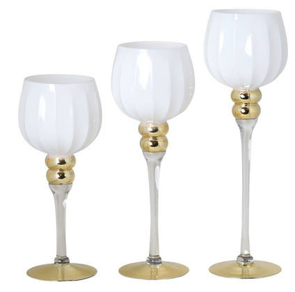 Kpl.3 kielichów biało-złotych