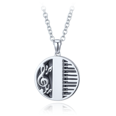 MINET Srebrny naszyjnik fortepian i muzyczne nuty