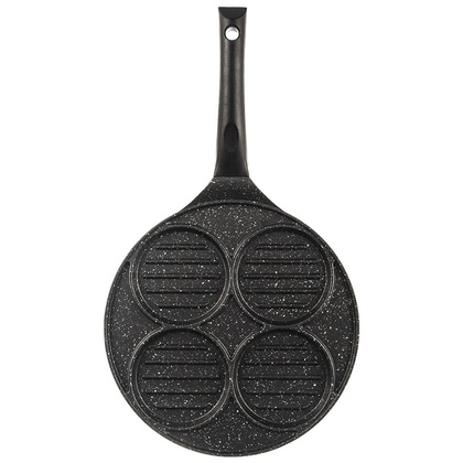 Patelnia grillowa do smażenia burgerów jajek placków granitowa 4 otwory GRANDE 26,5 cm