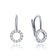 MINET Złote kolczyki  z białego złota z białymi cyrkoniami Au 585/1000 1,45g