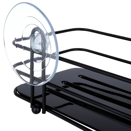 Półka łazienkowa pod prysznic na przyssawki prostokątna czarna