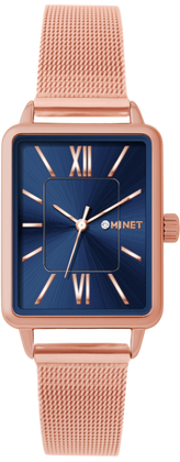 MINET Rosegoldowo-granatowy damski zegarek SIENA ze rosegoldową stalową bransoletką