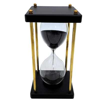 Klepsydra Mosiężno-Drewniana 5 minut – Czarny Piasek – Elegancka Dekoracja Retro - STRS153/6