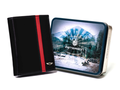 Skórzany, duży portfel męski w orientacji pionowej