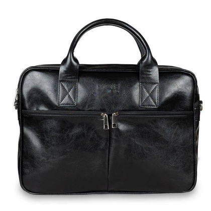 Skórzana torba męska na ramię laptopa 15,6" czarna - Pavone Nero Monza 2317 BL