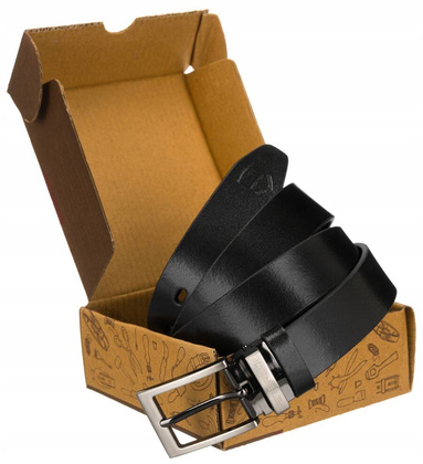 Skorzany waski pasek meski z klasyczna klamra