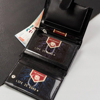 Portfel męski skórzany Peterson PTN 324Z-PR 2-1-1 czarny