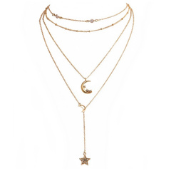 Naszyjnik multi księzyc gwiazdka złoty N656N