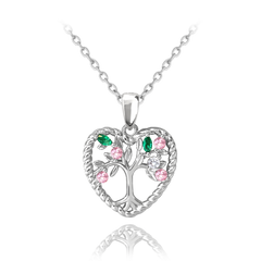MINET Srebrny naszyjnik DRZEWO ŻYCIA W SERCU z kolorowymi cyrkoniami
