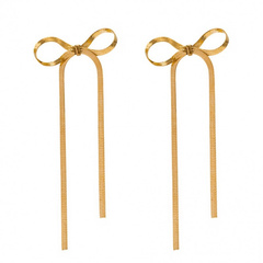 Kolczyki wiszące KOKARDKI żyłka złote eleganckie 3,7 x 10cm K1695