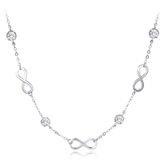 MINET Naszyjnik srebrny nieskończoność z białymi cyrkoniami