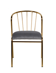 Welurowe krzesło z metalowym oparciem szare