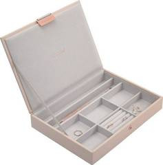 Szkatułka na biżuterię Stackers classic jasnoróżowo-szara z pokrywką
