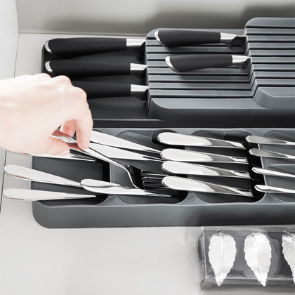 Organizer wkład do szuflady na sztućce szary 39x11,5x5,5 cm
