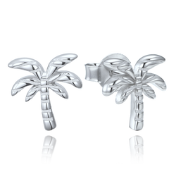 MINET Letnie srebrne kolczyki palmy