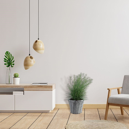 Osłonka na kwiaty roślinę doniczkę pleciona wiklinowa doniczka szara koszyk boho 25x20 cm