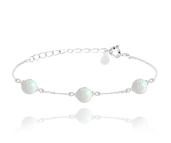 MINET Srebrna bransoletka z białymi opalami