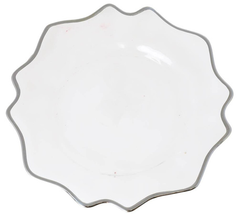 Podtalerz szklany przezroczysty ze srebrnym brzegiem