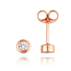 MINET Eleganckie złote kolczyki z różowego złota z białymi cyrkoniami Au 585/1000 0,90g