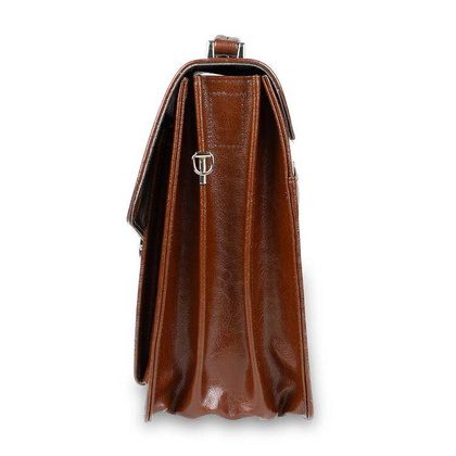 Skórzana teczka męska na dokumenty laptopa brązowa - Pavone Nero Tronto 2058 BR