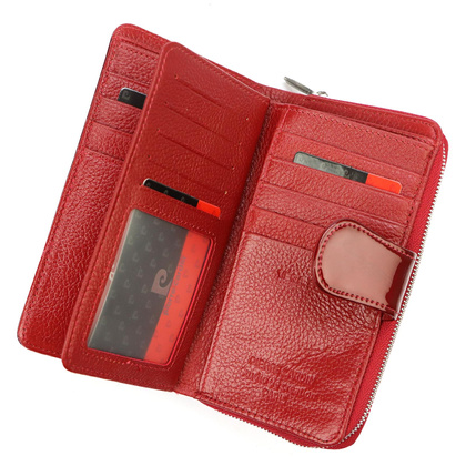 Duży skórzany portfel damski Pierre Cardin