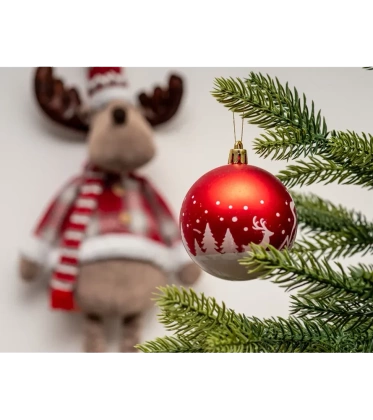 kopia Bombki choinkowe komplet 30 szt. 50 mm nietłukących plastikowych bombek - Czerwony