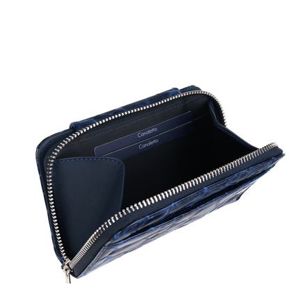 Damski portfel skórzany Canaletto – granatowy lakierowany z RFID | Elegancja i bezpieczeństwo PD1445s286 RFID