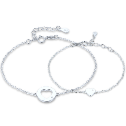 MINET Srebrny komplet bransoletek z sercem – matka i córka