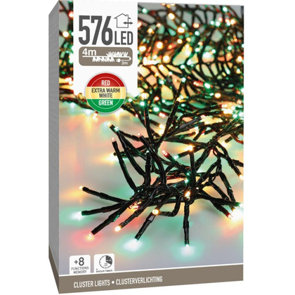 LAMPKI CHOINKOWE ŁAŃCUCH ŚWIETLNY 576 LED TIMER 3 KOLORY