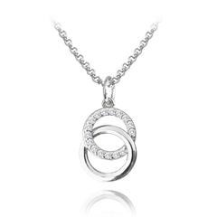 MINET Naszyjnik srebrny KRĄGY z białymi cyrkoniami