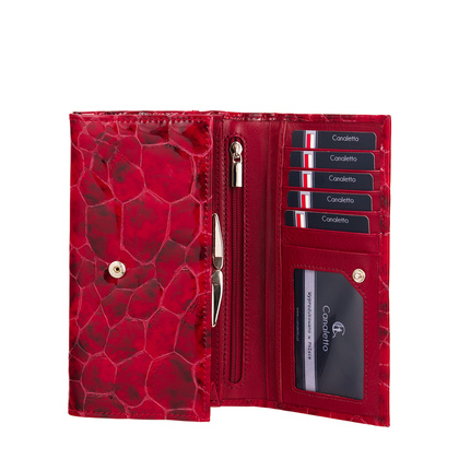 Duży czerwony portfel damski Canaletto ze skóry licowej z RFID – elegancja i bezpieczeństwo PD1602s90 RFID