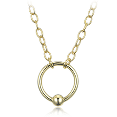 MINET Elegancki pozłacany srebrny naszyjnik kółko