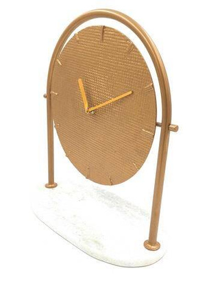 Okrągły Zegar metalowy na marmurowej podstawie -  4130