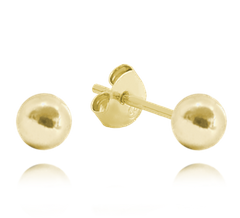 MINET Kolczyki srebrne pozłacane KULKI 5 mm
