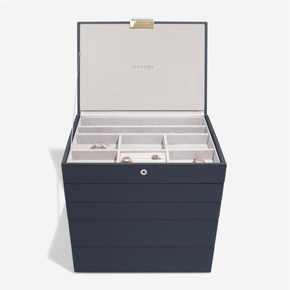 Szkatułka na biżuterię Stackers Pebble pięcioelementowa classic granatowa