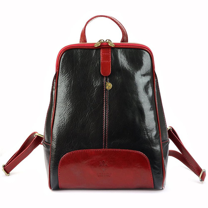 Plecak damski skórzany KEMER 2001 Czarny / Czerwony