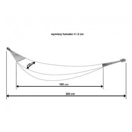 Hamak bez drążka classic 2 osobowy 200 x 150 cm szary stalowy