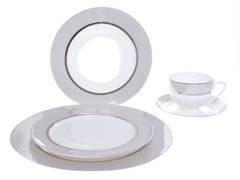 Serwis obiadowy dla 6 os. 30-częściowy ze srebrnym paskiem
